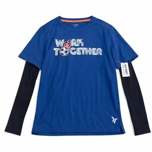 Old Navy Active Boys Layered Athletic Shirt NWT $19.99 Size large Soccer Graphic